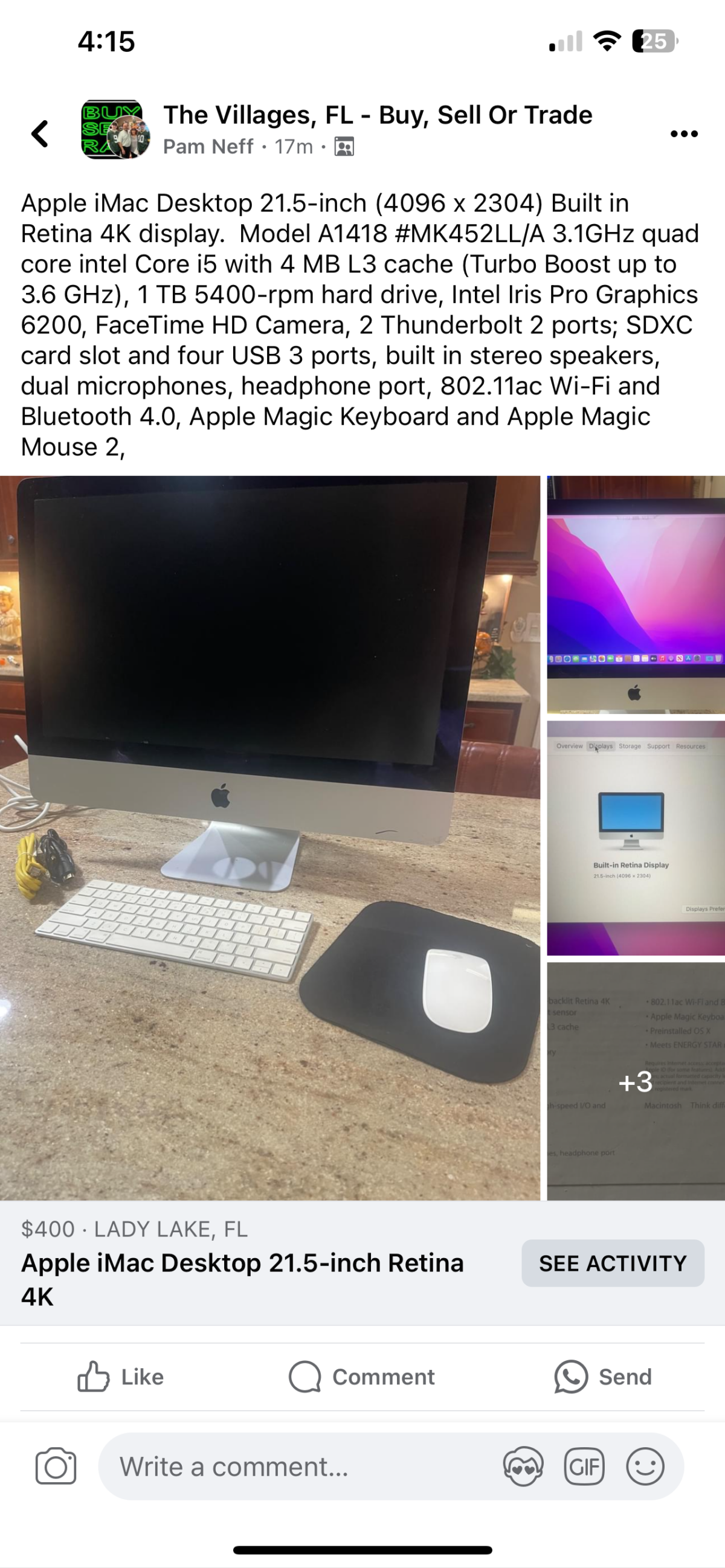 Apple iMac Desktop 21.5-inch Retina 4K | Villages-News.com 